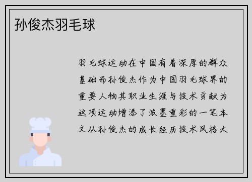 孙俊杰羽毛球