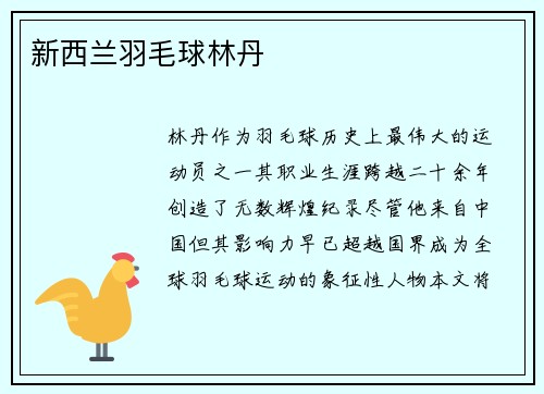 新西兰羽毛球林丹